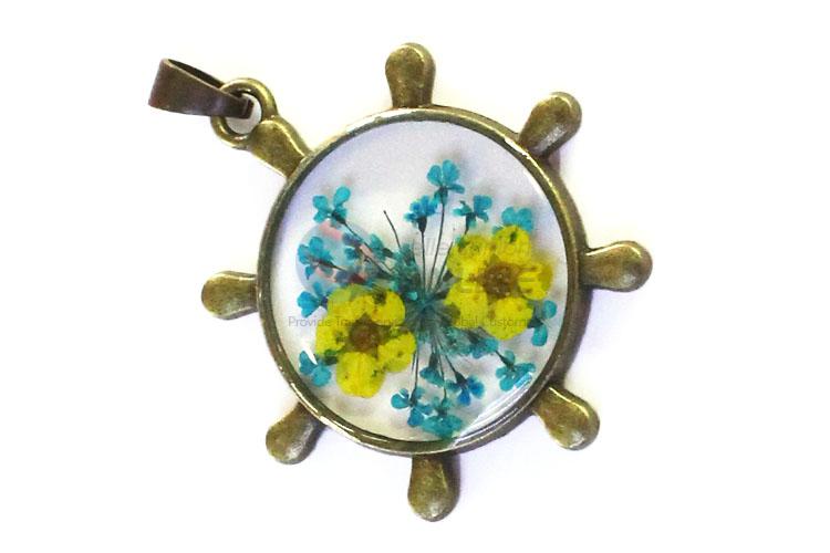 Fashion Zinc Alloy Real Flower Pendant With Chain