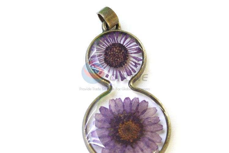 Fashion Gourd Shape Zinc Alloy Pendant Real Flower Pendant