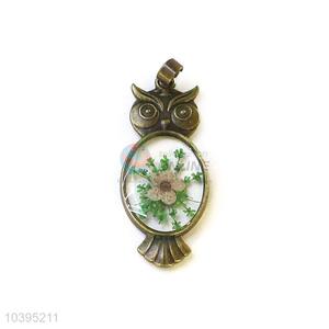 Newest Bronze Owl Shape Pendant Real Flower Pendant