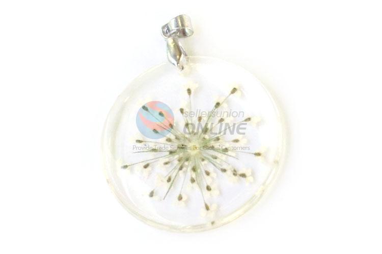 Fashion Round Zinc Alloy Pendant Real Flower Pendant