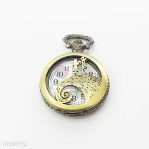 Couple Quartz Movement Skeleton Pocket Watch