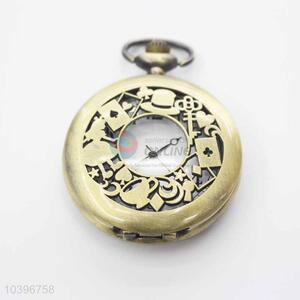 Poker Quartz Movement Skeleton Pocket Watch