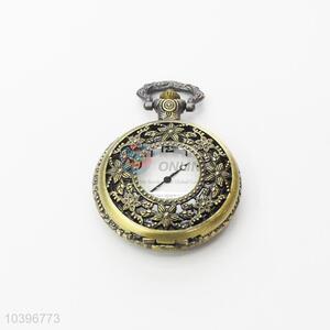 Flower Quartz Movement Skeleton Pocket Watch