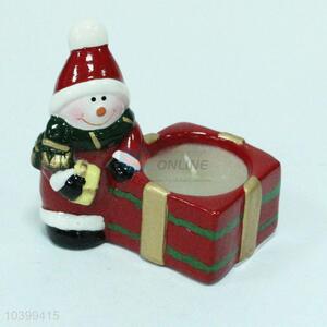 Christmas Snowman Ceramic Candle