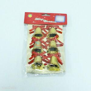 6Pcs Gold Color Plastic Christmas Bells Festival Decorations