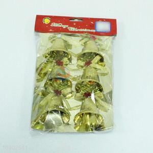 6Pcs Bowknot Design Gold Plastic Christmas Bell