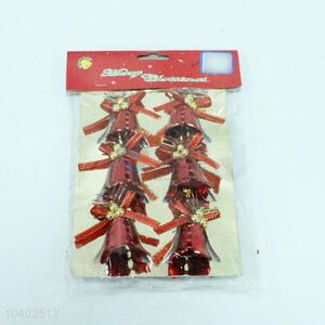 6Pcs Red Color Plastic Christmas Bells Festival Decorations