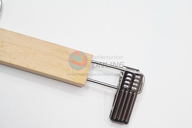 Cheap wholesale wooden pants hanger with clip