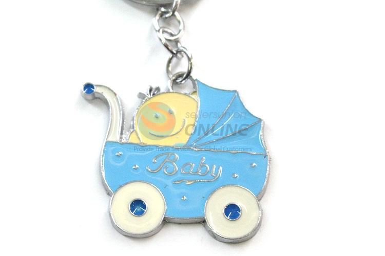 Custom Colorful Baby Strollers Shape Zinc Alloy Keychain