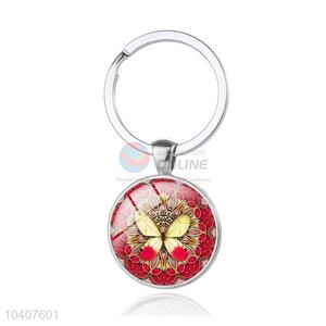 Butterfly Round Metal Key Chain/Key Ring