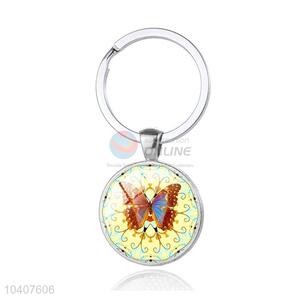 Butterfly Round Metal Key Chain/Key Ring