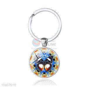 Butterfly Round Metal Key Chain/Key Ring