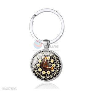 Butterfly Pattern Round Metal Key Chain/Key Ring