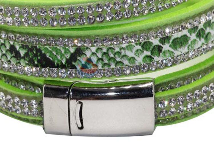 Made In China Fashion Crystal Leather Bracelet for Lady