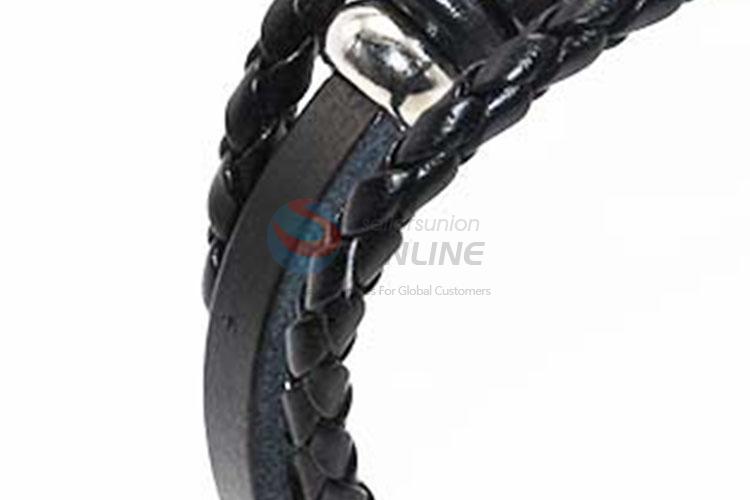 Big Promotional High Quality Braided Leather Wristband