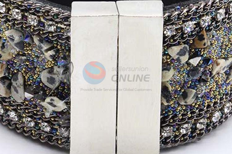 Wholesale Custom Cheap Wide Magnetic Clasp Cuff Rhinestone Wristband