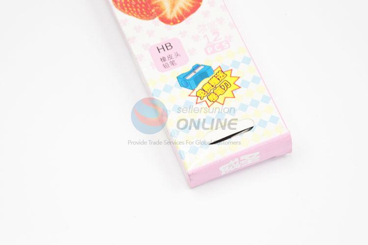 Creative Design Pink Color HB Pencils With  Pencil Sharpener