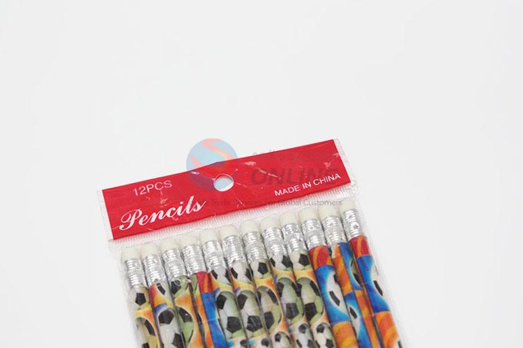 Soccer Pattern School Student HB Pencil 12Pcs