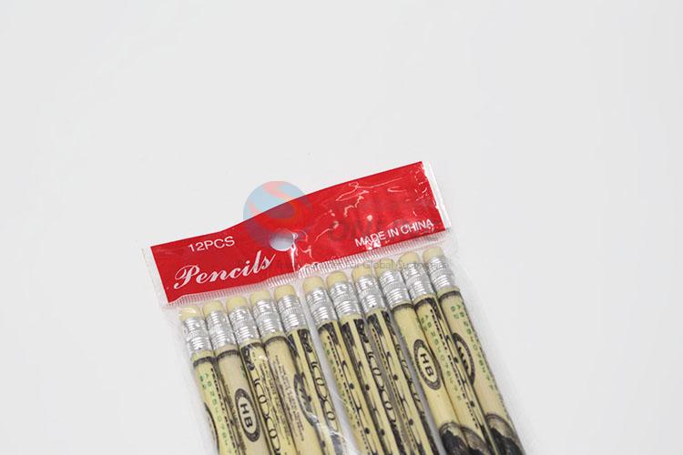 Dollar Pattern Wholesale HB Pencil 12Pcs