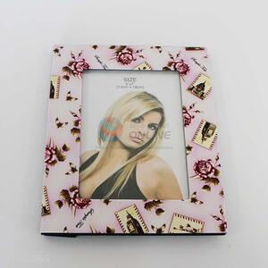 Flower printing pu leather photo frame,5*7