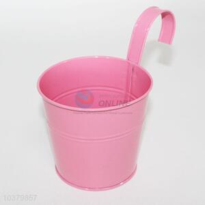 Pink Iron Flowerpot with Handle