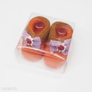 Cute crochet bowknot baby shoes warm