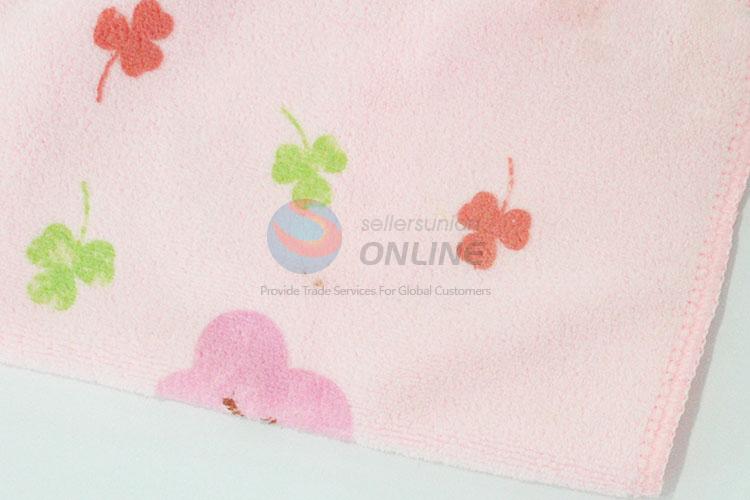 Cheap cartoon pink printed towel handkerchief