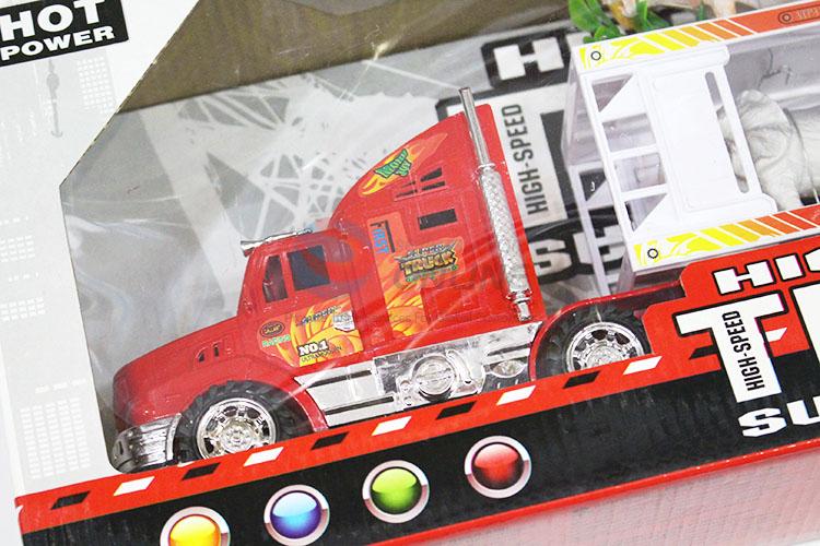 Best Selling Inertial Double-Deck Platform Truck With Wild Animal Toy Set