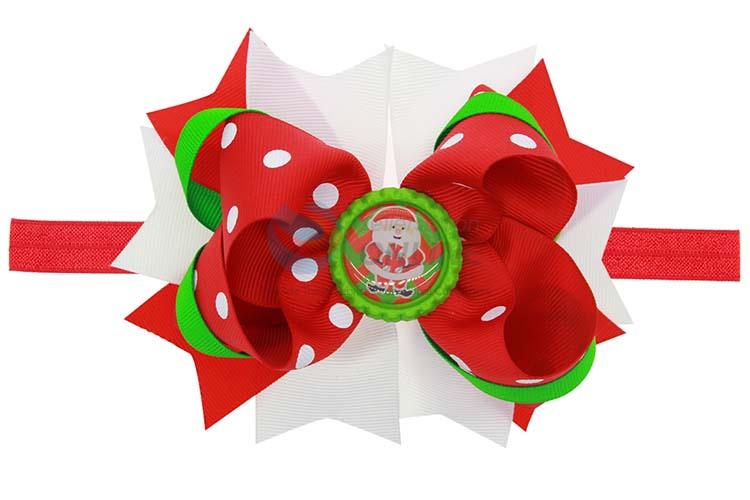 Custom Christmas Headwear Colorful Bowknot Hair Band For Baby