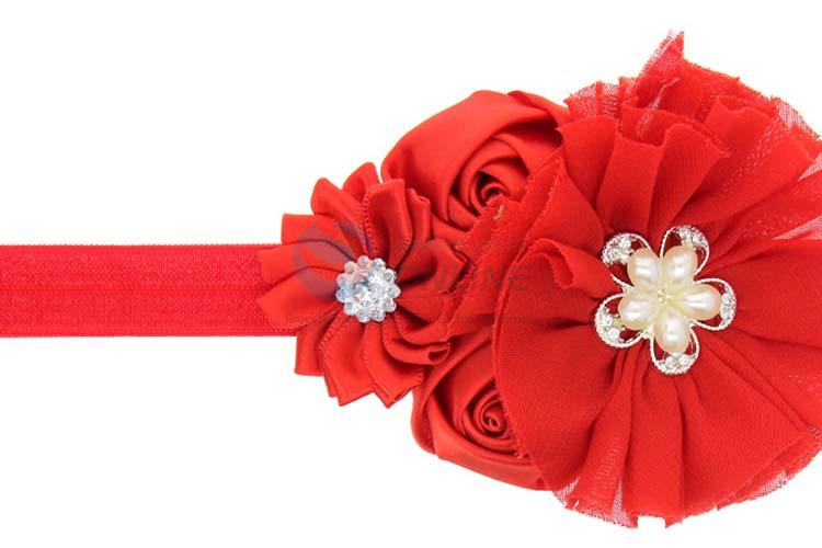 High Quality Red Chiffon Flower Handmade Hair Band