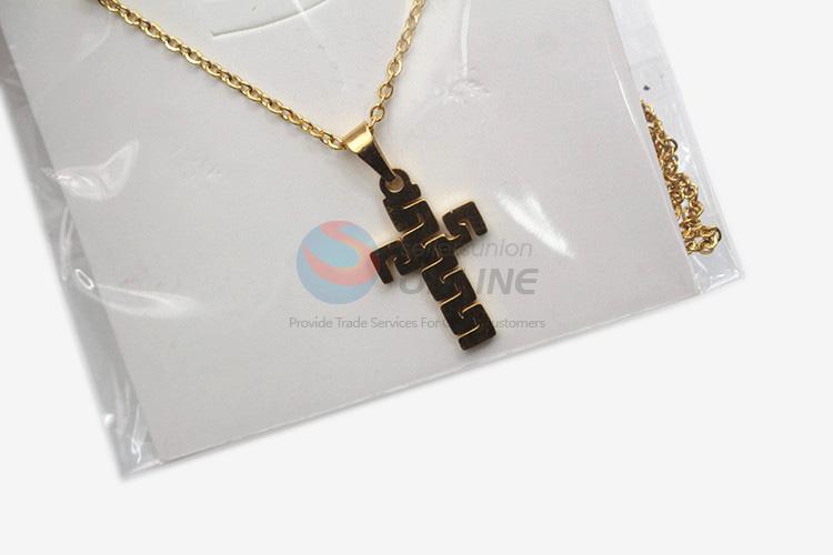 New arrival delicate style women stainless steel cross necklace&earrings set