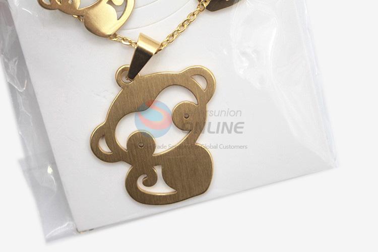 Hot selling new arrival women stainless steel monkey necklace&earrings set