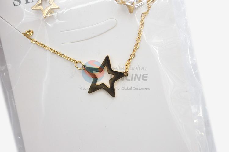 New style beautiful women stainless steel star necklace&earrings set