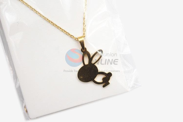 Promotional custom women stainless steel bunny necklace&earrings set