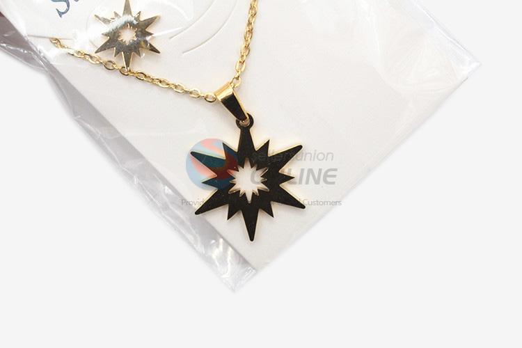 Good quality women stainless steel star necklace&earrings set