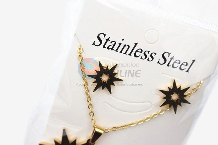 Good quality women stainless steel star necklace&earrings set