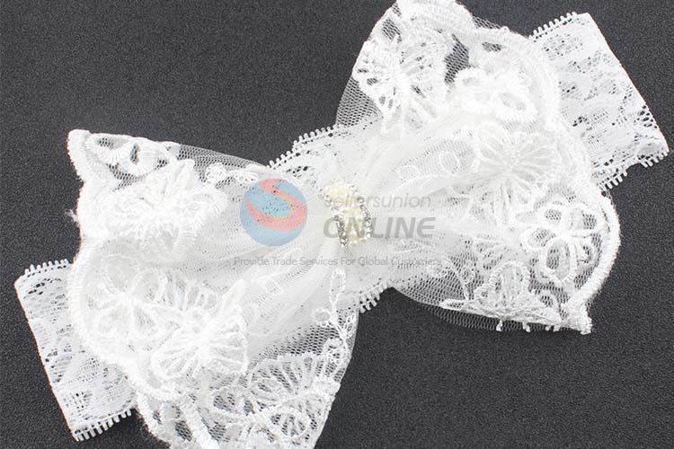 Wholesale High Quality Baby Lace Bowknot Headband,White