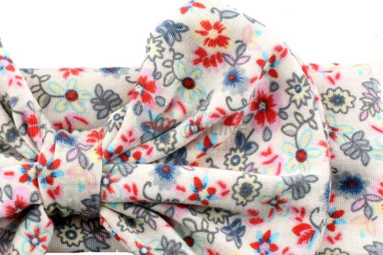 New Products Cotton Flower Printing Bowknot Headband For Baby