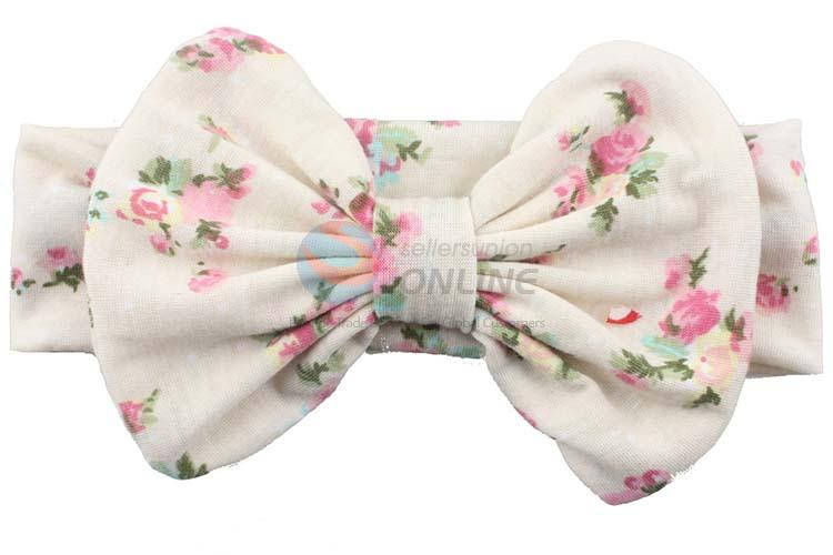 Baby Flower Printing Bowknot Headband With Factory Price