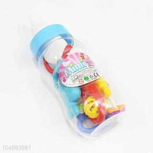 Lovely Design Plastic Fun Baby Rattle Toys in Big Feeding-bottle