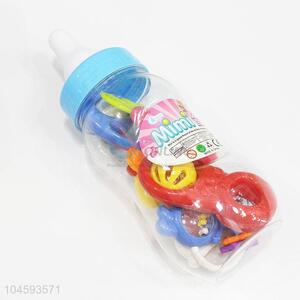 Cute Design Plastic Fun Baby Rattle Toys in Big Feeding-bottle