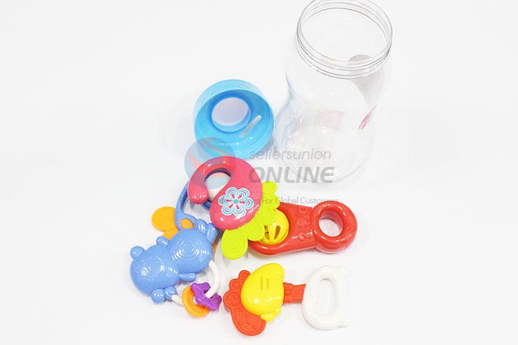 Cute Design Plastic Fun Baby Rattle Toys in Big Feeding-bottle