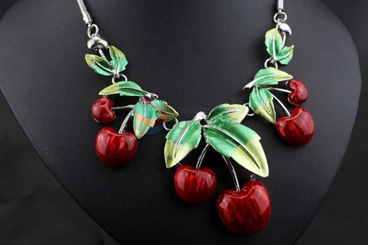 Fashion Cherry Necklace Earing Jewelry Accessories Women