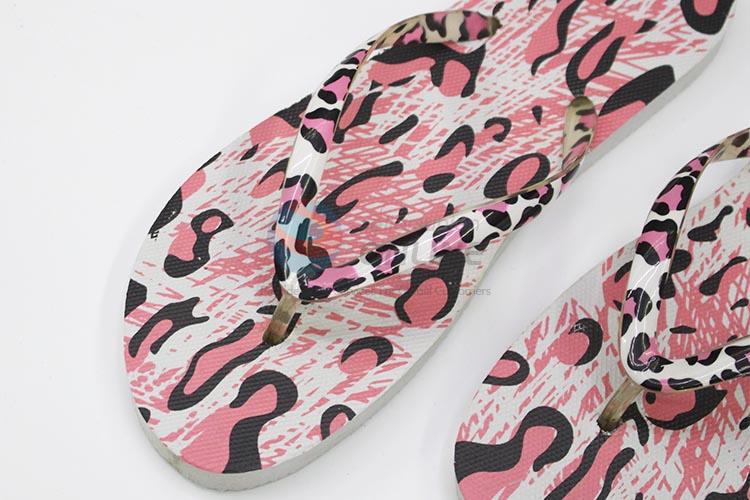 Factory supply leopard printed women flip flops beach slippers