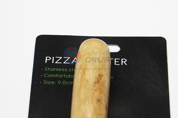 Stainless Steel Pizza Cutter With Wooden Handle Pizza Knife Cutter