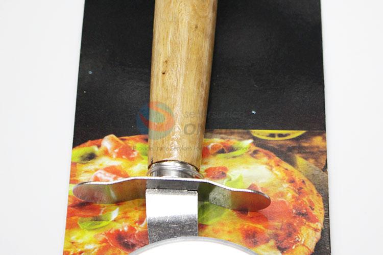 Stainless Steel Pizza Cutter With Wooden Handle Pizza Knife Cutter