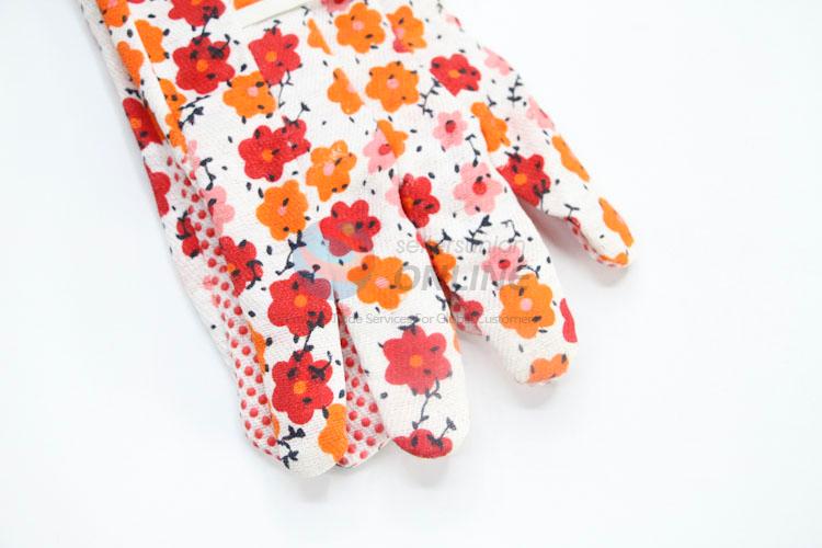 Flower Patern Work Gloves Cotton Slip Working Gloves