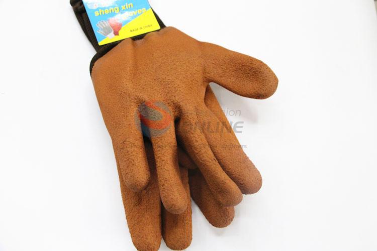 Brown Color Nylon Labor Protection Work Gloves Safety Gloves