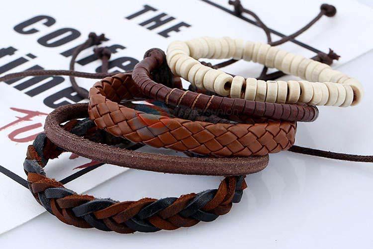 Best selling vintage braided leather bracelet set