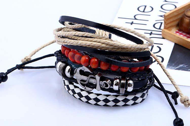 Customized wholesale cheap vintage punk adjustable bracelet set